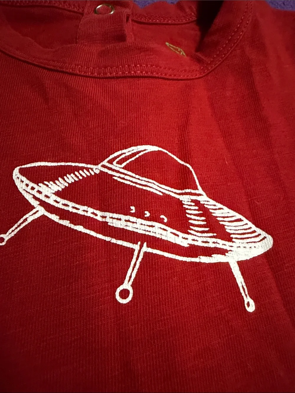 kate quinn Red Infant Footie with White UFO Accent